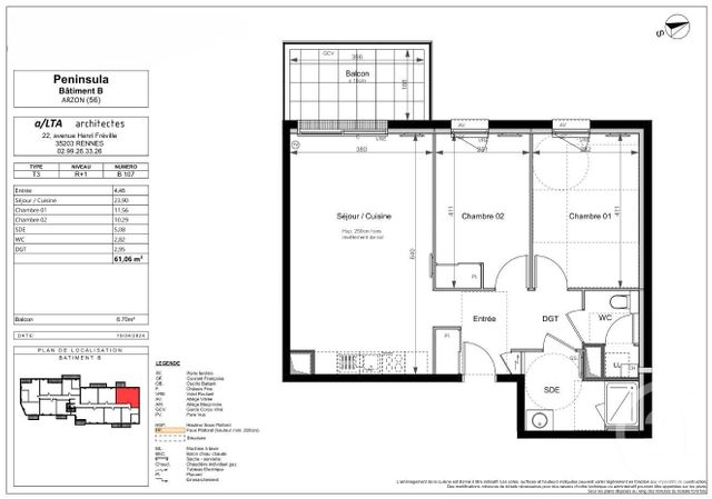 Appartement F3 à vendre - 3 pièces - 61.06 m2 - ARZON - 56 - BRETAGNE - Century 21 Ar'Zon Immobilier