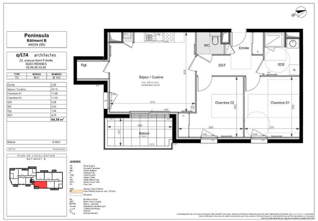 Appartement F3 à vendre - 3 pièces - 64.38 m2 - ARZON - 56 - BRETAGNE - Century 21 Ar'Zon Immobilier
