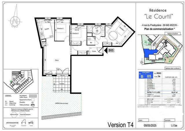 Appartement F4 à vendre ARZON
